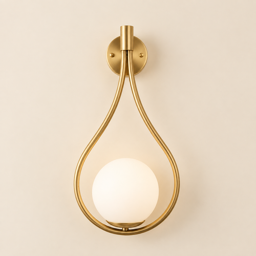 Gold Teardrop Wall Lamp – Modern Glass Globe Sconce