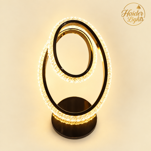 Modern Black Crystal LED Wall Light – Dual-Ring Wall Sconce