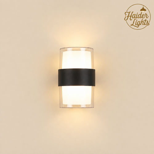 Modern Frosted Glass LED Wall Sconce – Black Band Wall Light