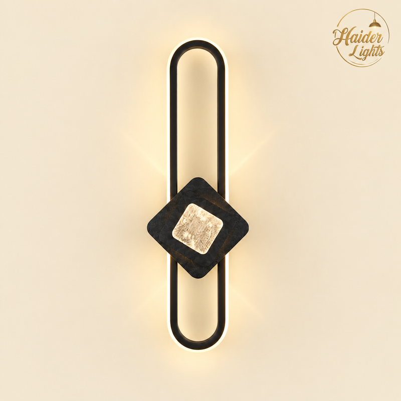 Modern LED Wall Light – Black Geometric Fancy Wall Sconce