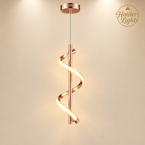 Rose Gold Spiral LED Pendant Light – Modern Hanging Light