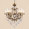 Antique brass crystal pendant light 5 light chandelier for dining room Pakistan