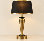 Art Deco Gold Brass Base with Black Shade Beside Table Lamp