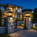 Black Wrought Iron Scroll Gate Light – Outdoor Pillar Post Lantern