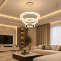 Cascading Circular Ring LED Chandelier with 3-Tier Dimmable Remote Light Control