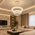 Cascading Circular Ring LED Chandelier with 3-Tier Dimmable Remote Light Control