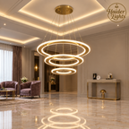 Cascading Circular Ring LED Chandelier with 3-Tier Dimmable Remote Light Control