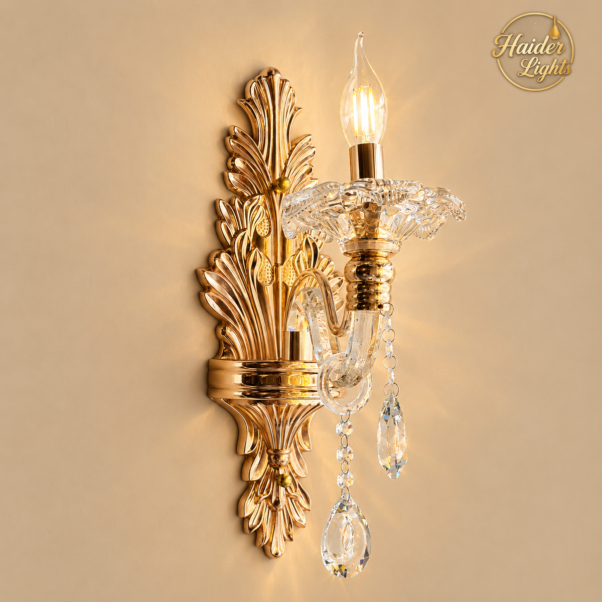 Classic Wall Jhoomar Light – Rose Gold Crystal Candle Wall Sconce