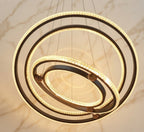 Crystal Multi-Ring LED Chandelier – Dimmable Remote Ceiling Light