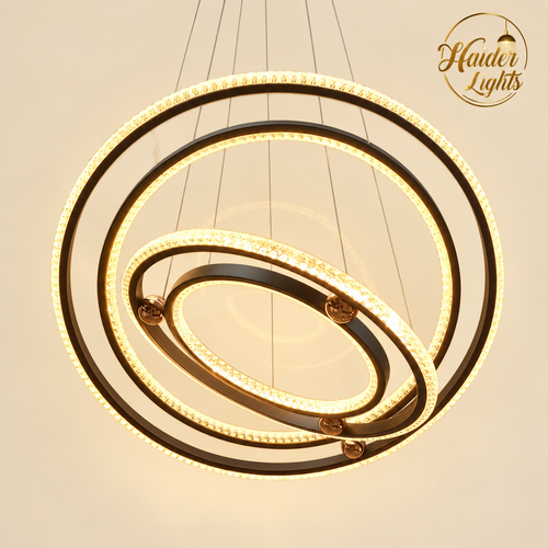 Crystal Multi-Ring LED Chandelier – Dimmable Remote Ceiling Light