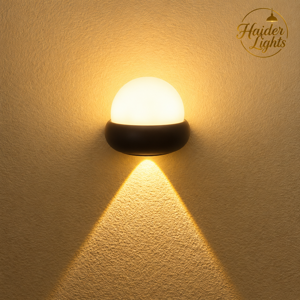 Frosted Dome LED Wall Light Pakistan – Black Base Warm White Indoor Outdoor Fancy Wall Sconce