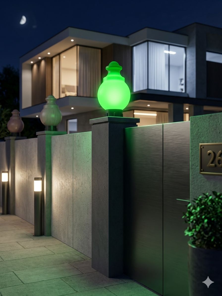 Modern Outdoor Gate Light – IP65 Polycarbonate Globe Pillar Light
