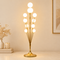 5FT LED Ball Floor Lamp with Gold Stand – 10 Round Frosted Globe Lights, Decorative Standing Lamp for Living Room, Bedroom & Home Decor