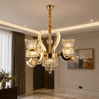 Golden crystal chandelier ceiling light