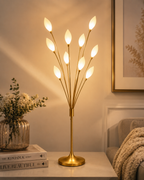 5FT LED Ball Floor Lamp with Gold Stand – 11 Leaf-Shaped Frosted Sphere Lights, Modern Corner Standing Lamp for Home Decor