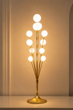 5FT LED Ball Floor Lamp with Gold Stand – 10 Round Frosted Globe Lights, Decorative Standing Lamp for Living Room, Bedroom & Home Decor