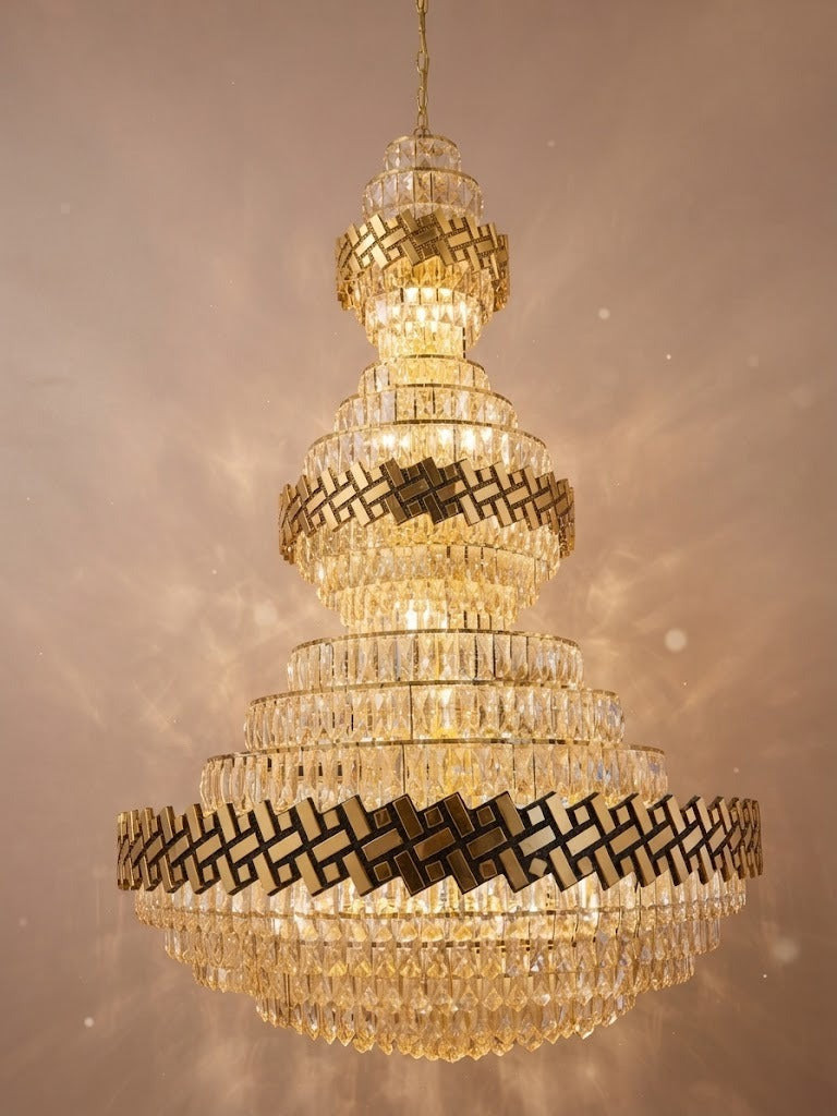 Large crystal jhoomar chandelier for staircase
