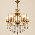 Luxury brass crystal pendant light 5 light fanoos for living room Pakistan