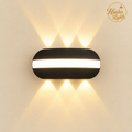 Matte Black Oval LED Wall Light – 3+3 Beam Architectural Sconce