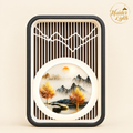 Zen Landscape LED Wall Art Light Scone – Round Nature Scene Decor Light