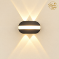 Modern 2+2 Beam LED Wall Light – Oval Matte Black Wall Sconce