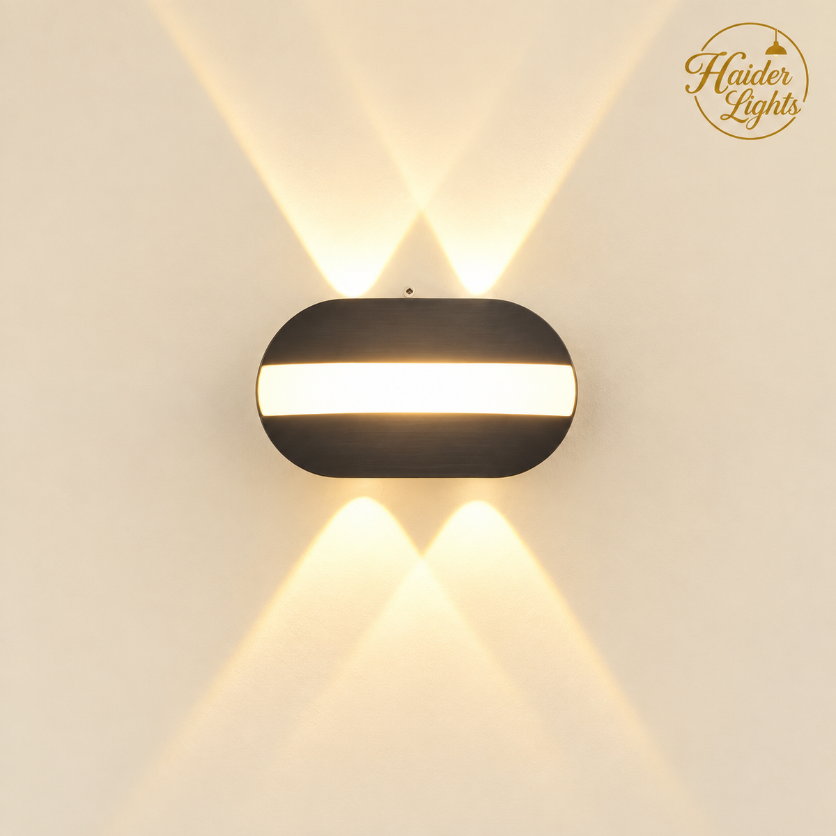 Modern 2+2 Beam LED Wall Light – Oval Matte Black Wall Sconce