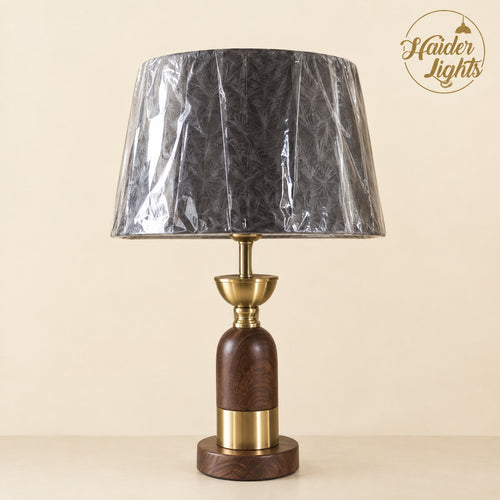 Modern Bedside Lamp -Wooden Brass Base Table Lamp for Nightstand