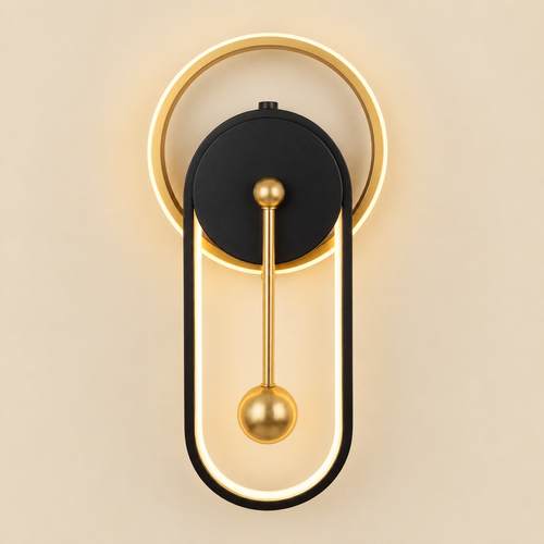 Modern Black Gold LED Wall Sconce – Pendulum Wall Light