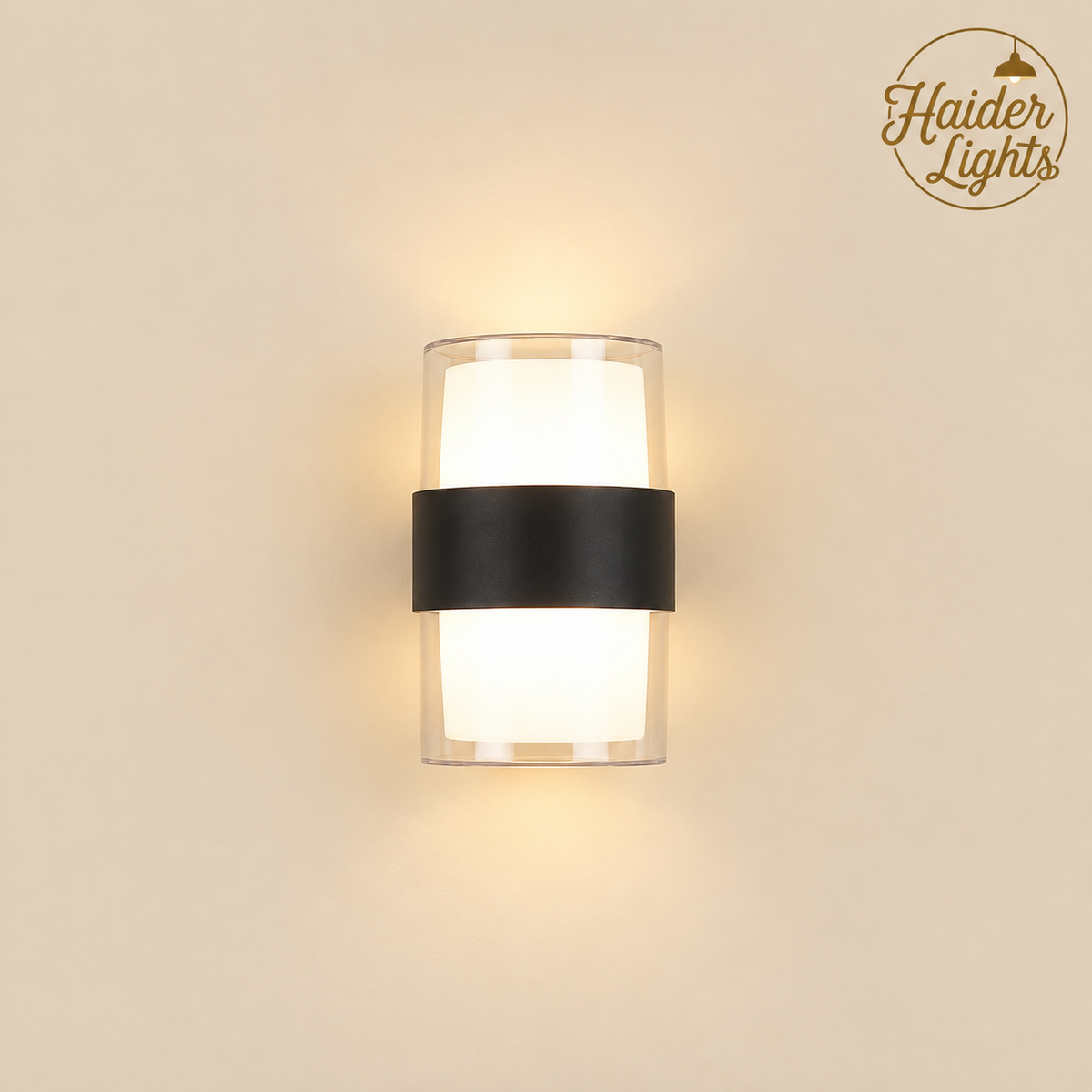 Modern Frosted Glass LED Wall Sconce – Black Band Wall Light