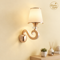 Modern Gold Wall Light – S-Curve Fabric Shade Decorative Sconce