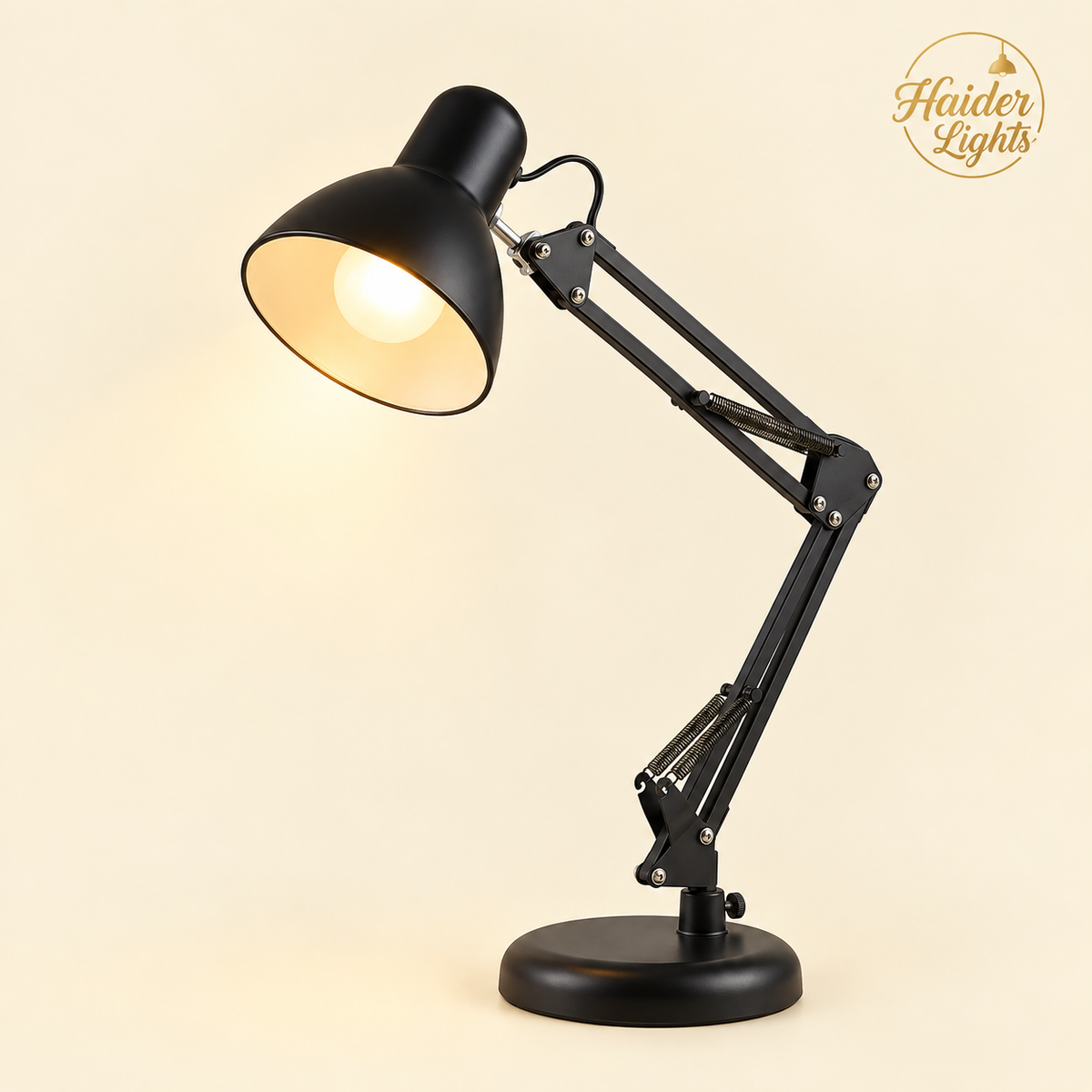 Modern swing arm desk light for study and office