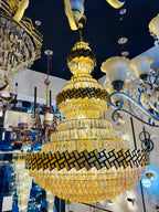 Multi-tier crystal chandelier for grand entryway