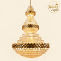 Royal tiered crystal chandelier with gold banding