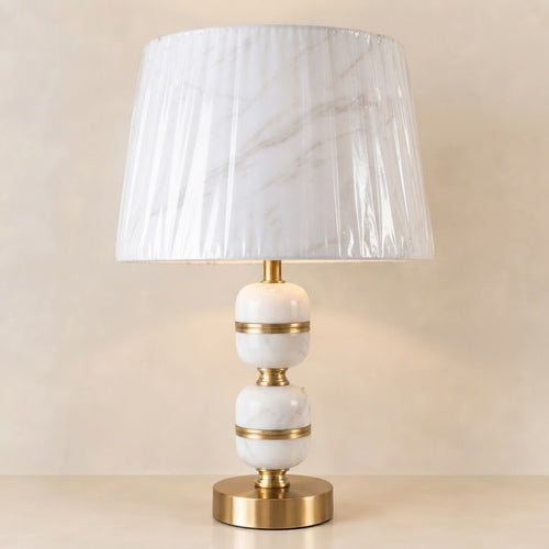 Table Lamp for Bedroom – White Marble Gold Base Beside Table Lamp