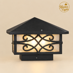 Black Wrought Iron Scroll Gate Light – Outdoor Pillar Post Lantern