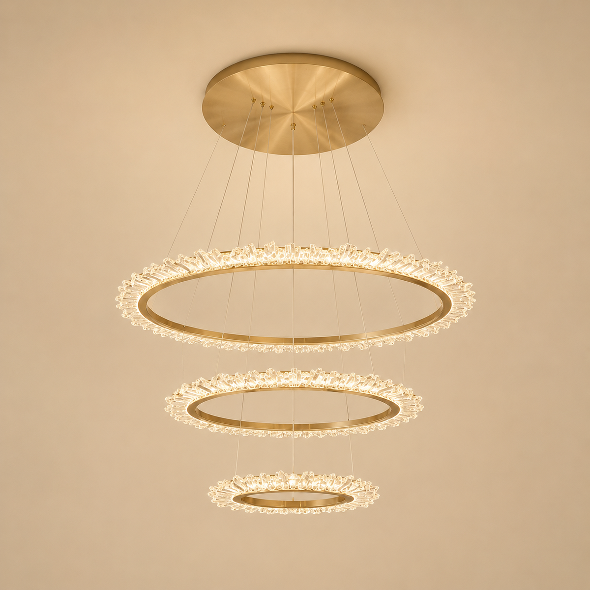 Modern Crystal Ring Hanging Chandelier for Living Room